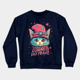 Commit Tax Fraud Kitty Meme Crewneck Sweatshirt